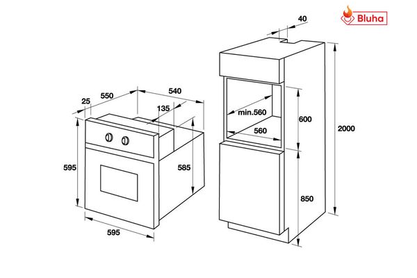 Lò nướng Hafele 535.02.711 kết hợp hấp âm tủ HO-T60B