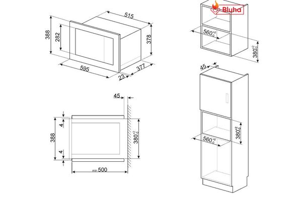 Lò vi sóng kết hợp nướng Hafele 536.34.161 Classica FMI325X
