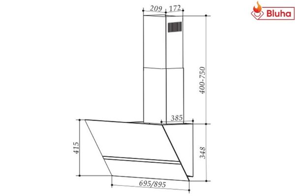 Máy hút mùi Faster FS 3688SS-70/90 gắn tường