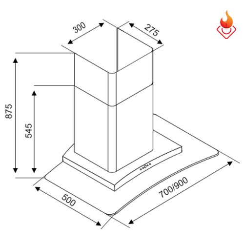 Máy hút mùi Kocher K-228T kính cong