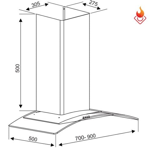 Máy hút mùi Kocher K-8370XS kính cong