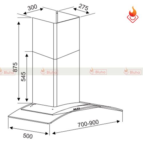 Máy hút mùi Kocher K-8870/8890 kính cong