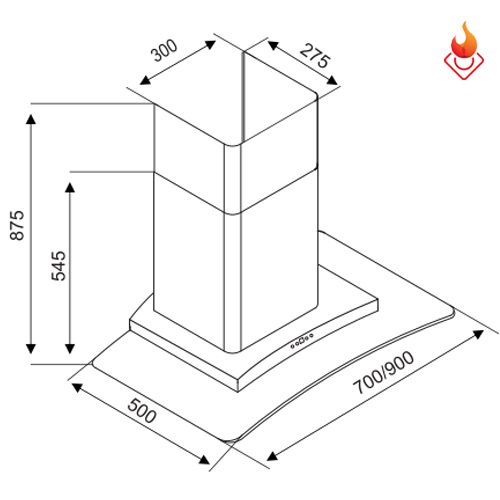 Máy hút mùi Kocher K-8970/8990 kính cong