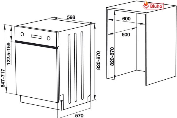 Máy rửa bát Hafele 533.23.120 âm bán phần HDW-HI60C