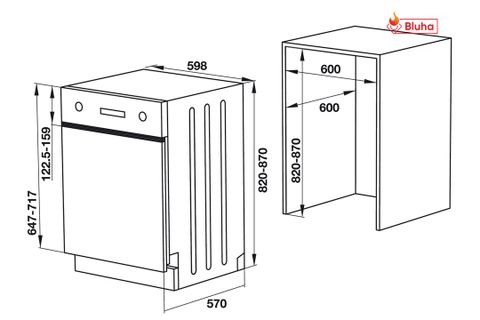 Máy rửa bát Hafele 533.23.210 bán âm mặt đen HDW-HI60B