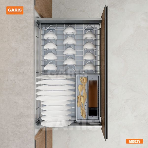Giá bát đĩa, thìa đũa đa năng Garis MD02V Inox 304 nan hình oval