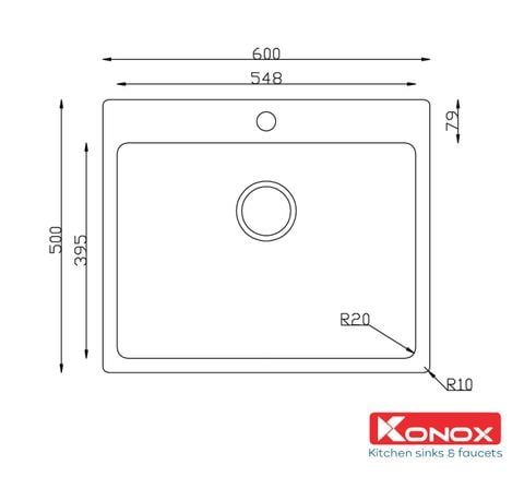Chậu rửa bát Konox Neron 600