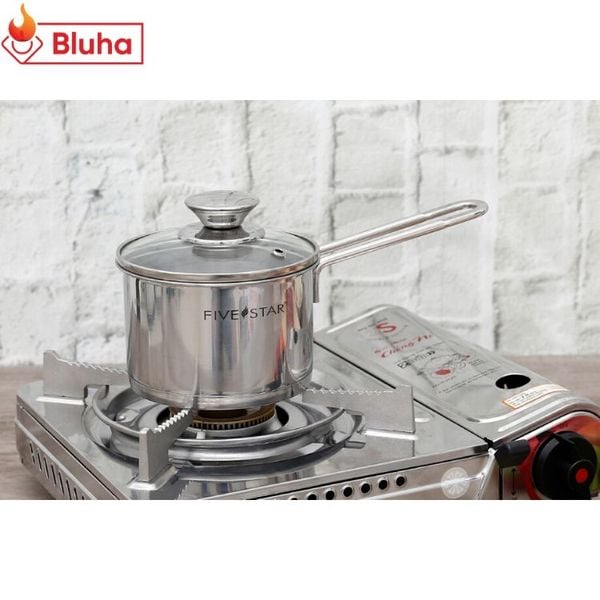 Quánh Fivestar Inox 430 3 đáy nắp kính 14cm