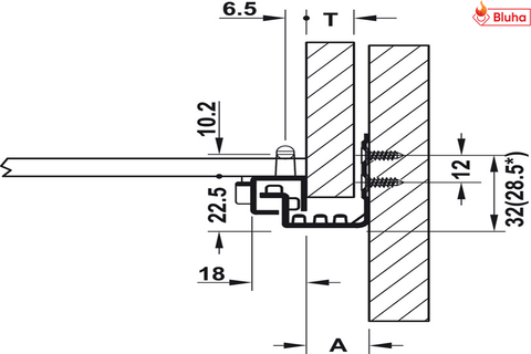 Ray âm Hafele giảm chấn mở 3/4 433.03.002 - 433.03.007