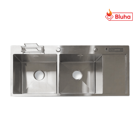 Chậu rửa bát ROSLERER RL01 - 10045CD hai hố cân có bàn chờ, cài dao thớt đa năng