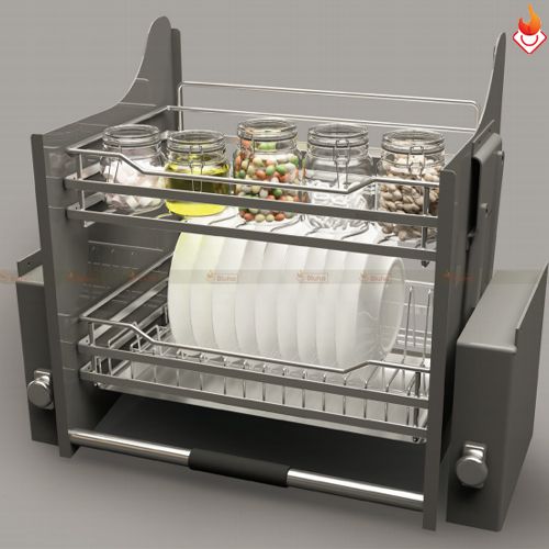 Giá bát đĩa nâng hạ Hafele Cucina Lento inox 304 lưới tròn