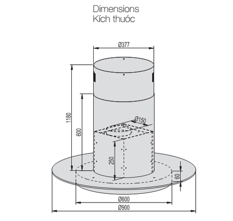 Máy hút mùi đảo Lorca TA 6009