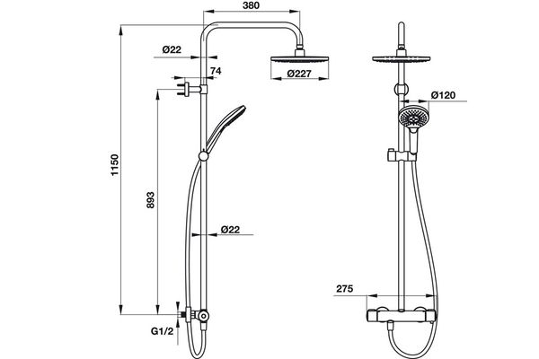 Thanh sen Hafele 495.60.101 kết hợp có bộ trộn điều nhiệt Intensity