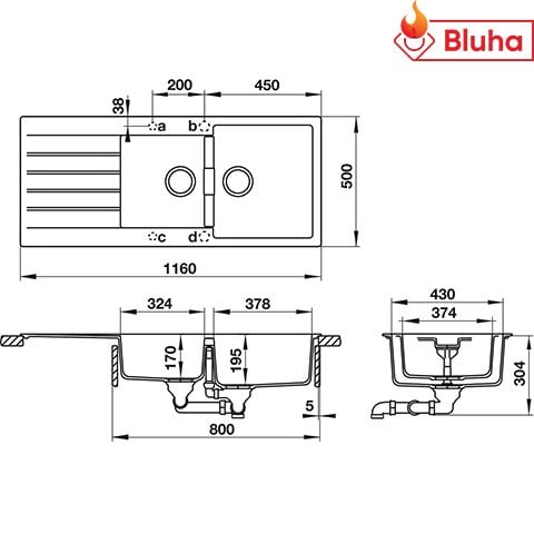 Chậu rửa bát  Hafele Antonius HS-GDD11650 chất liệu đá