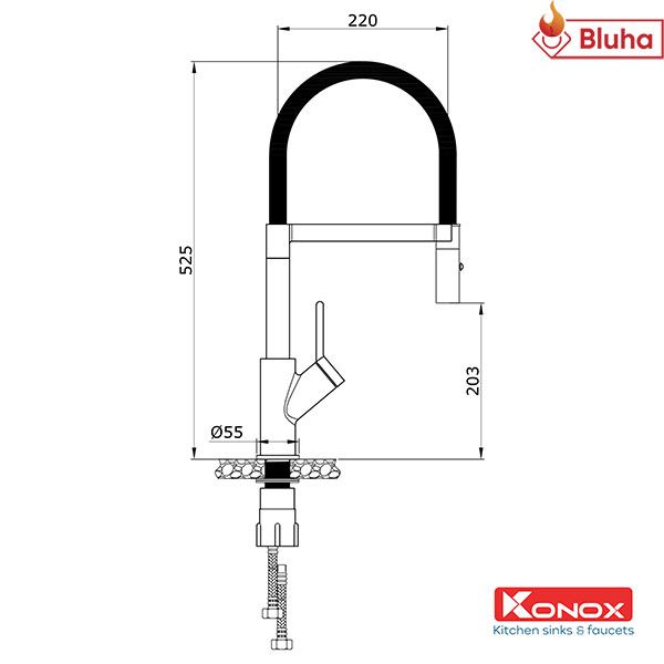 Vòi rửa bát Konox thân mềm Bian