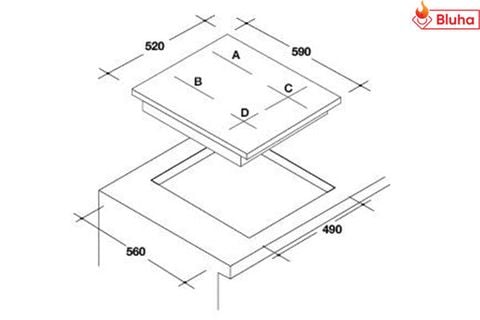Bếp từ Rosieres RES63E không giới hạn vùng nấu