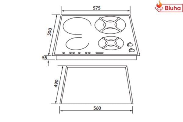 Bếp từ Rosieres RGI622IN kết hợp ga