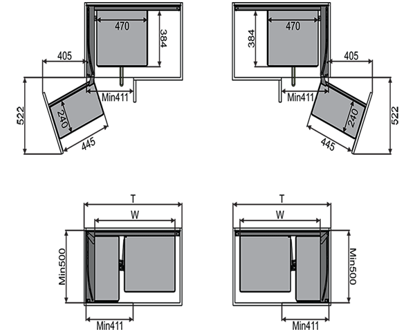 Kệ góc liên hoàn nan dẹt đáy đặc Grob GM304 SUS304