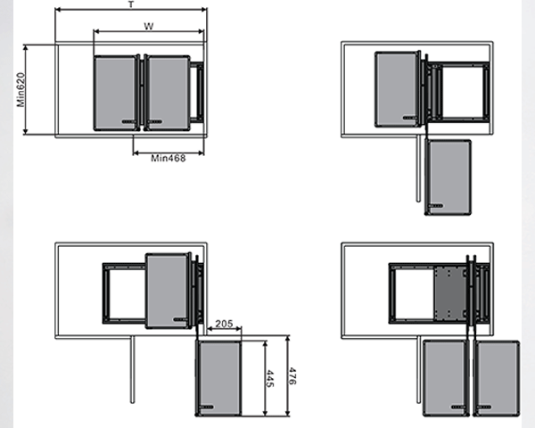 Kệ góc xoay liên hoàn Grob GM-90A âm tủ