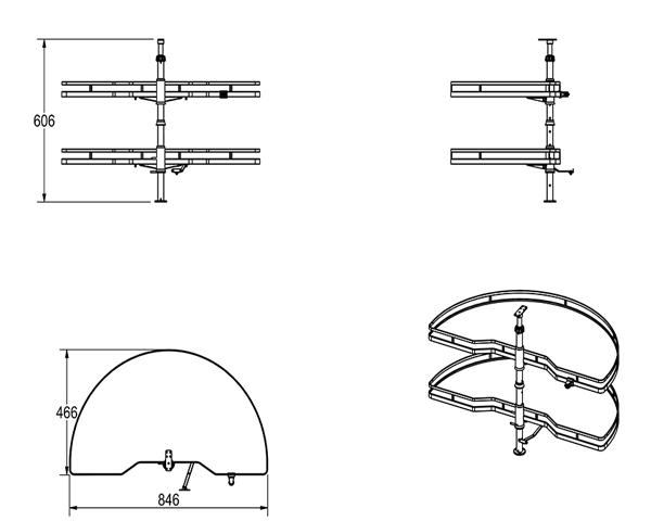 Mâm xoay Grob GM304 inox SUS304 nan dẹt 270