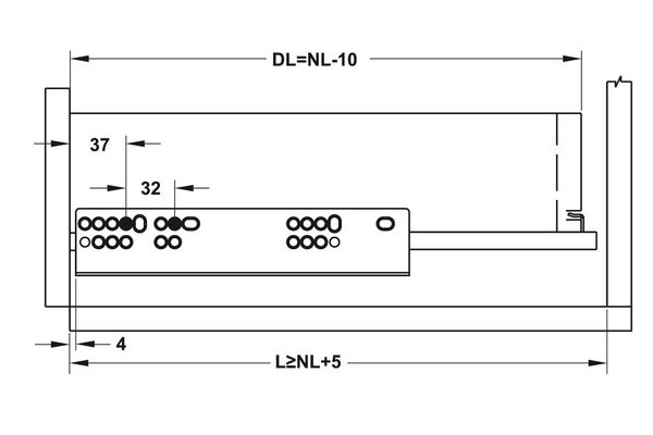 Ray âm Hafele 433.32.051 - 433.32.055 EPC Pro giảm chấn mở toàn phần