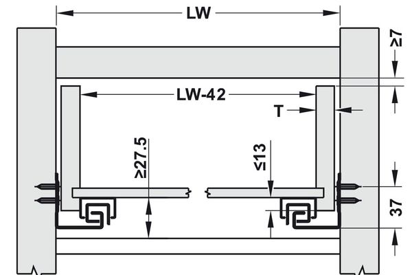Ray âm Hafele 433.32.051 - 433.32.055 EPC Pro giảm chấn mở toàn phần