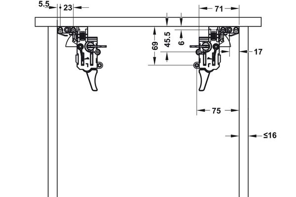Ray âm Hafele 433.32.061 - 433.32.065 EPC Pro giảm chấn nhấn mở