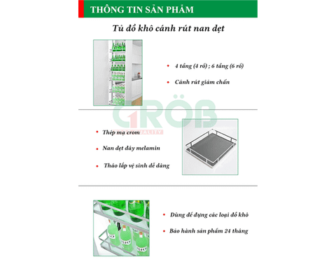 Tủ đồ khô cánh kéo Grob GM nan dẹt đáy melamin