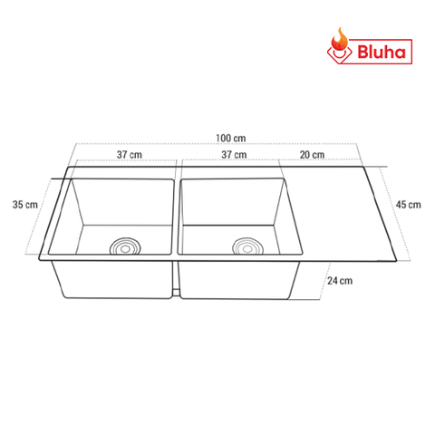 Chậu rửa bát ROSLERER RL04 - 10045 hai hố cân có bàn chờ