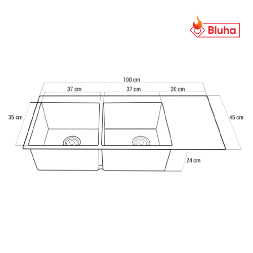Chậu rửa bát ROSLERER RL01 - 10045GR hai hố cân có bàn chờ đa năng