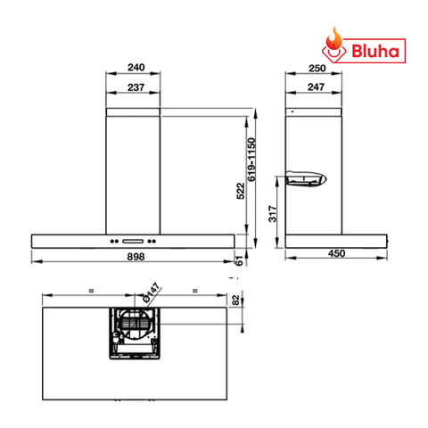 Máy hút mùi Hafele 539.81.175 HH-WI90B