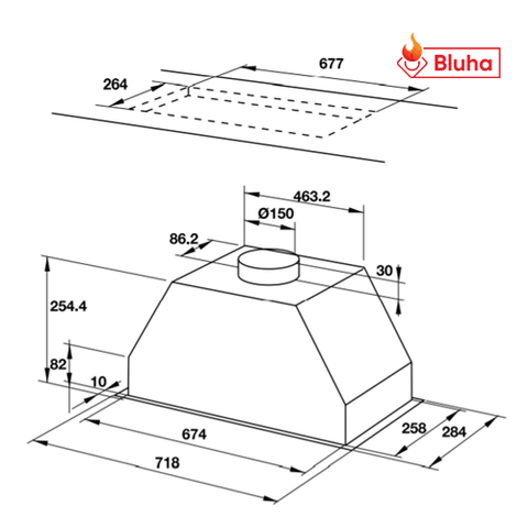 Máy hút mùi âm tủ Hafele 70cm HH-BI70A 538.84.007