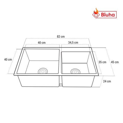Chậu rửa bát ROSLERER RL01-8245 Lệch