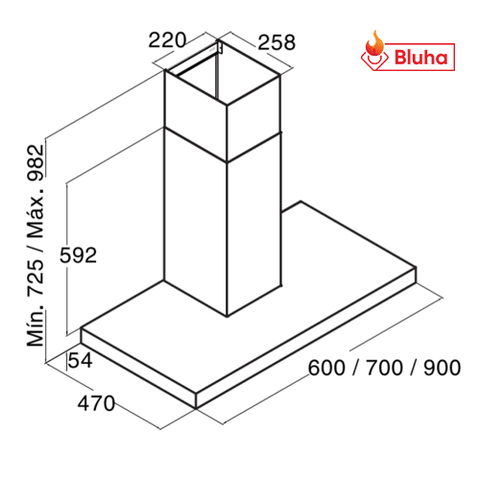Máy hút mùi áp tường CATA MIDAS BK600/700/900
