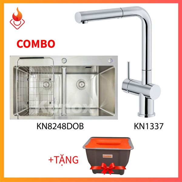 Combo Chậu rửa bát KN8248DOB-Vòi rửa bát KN1337