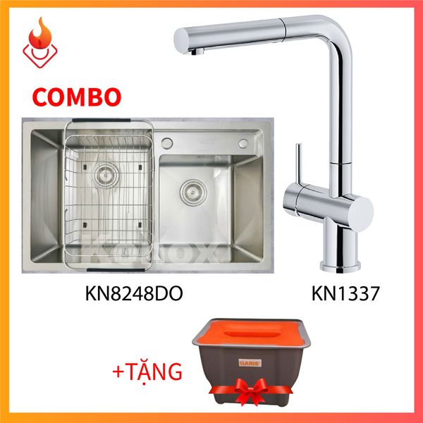 Combo Chậu rửa bát KN8248DO-Vòi rửa bát KN1337