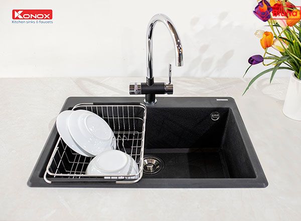Vòi rửa bát ba đường nước Konox Trim-Water Black