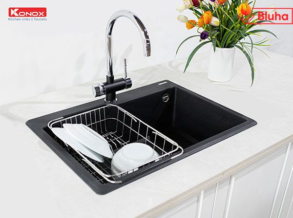 Vòi rửa bát ba đường nước Konox Trim-Water Black