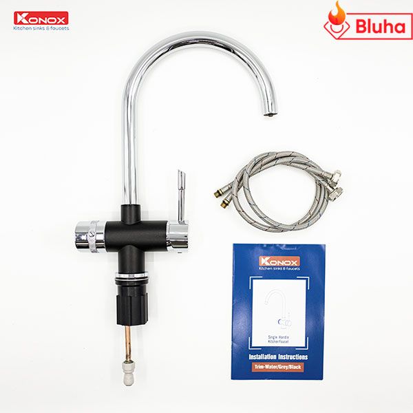 Vòi rửa bát ba đường nước Konox Trim-Water Black