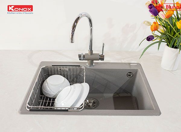 Vòi rửa bát ba đường nước Konox Trim-Water Grey