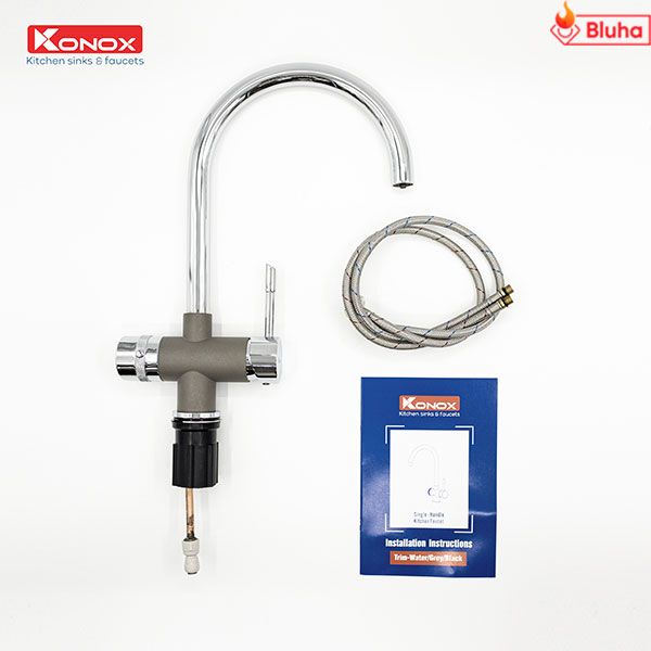 Vòi rửa bát ba đường nước Konox Trim-Water Grey