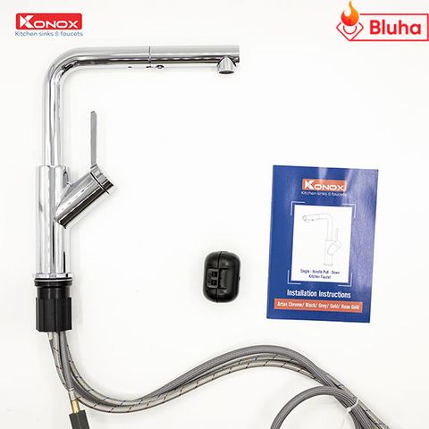 Vòi rửa bát rút dây Konox Artan Chrome