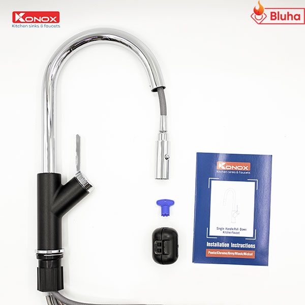 Vòi rửa bát rút dây Ponte Black