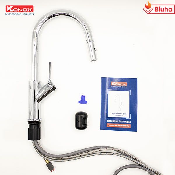 Vòi rửa bát rút dây Ponte Chrome