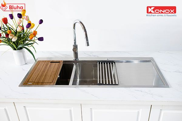 Vòi rửa bát rút dây Ponte Grey