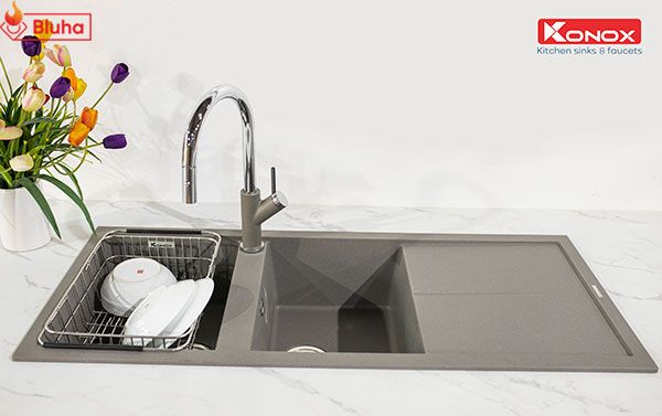 Vòi rửa bát rút dây Ponte Grey