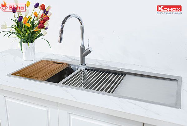 Vòi rửa bát rút dây Ponte Grey