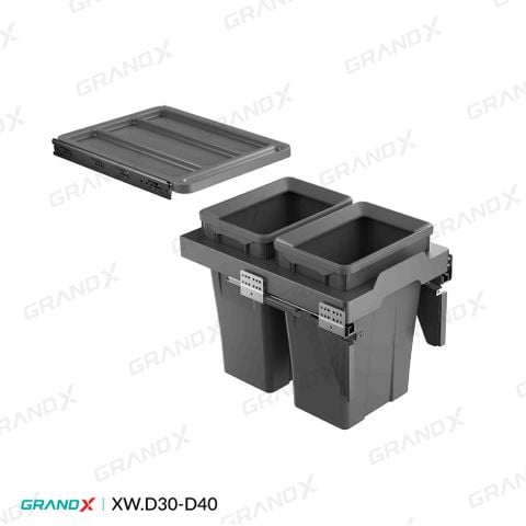 Thùng rác đôi cánh kéo âm tủ Grandx Waste Bin XW.D30