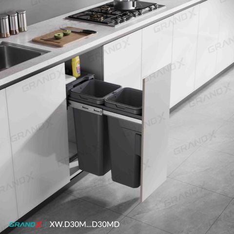 Thùng rác đôi cánh kéo âm tủ Grandx Waste Bin XW.D30M