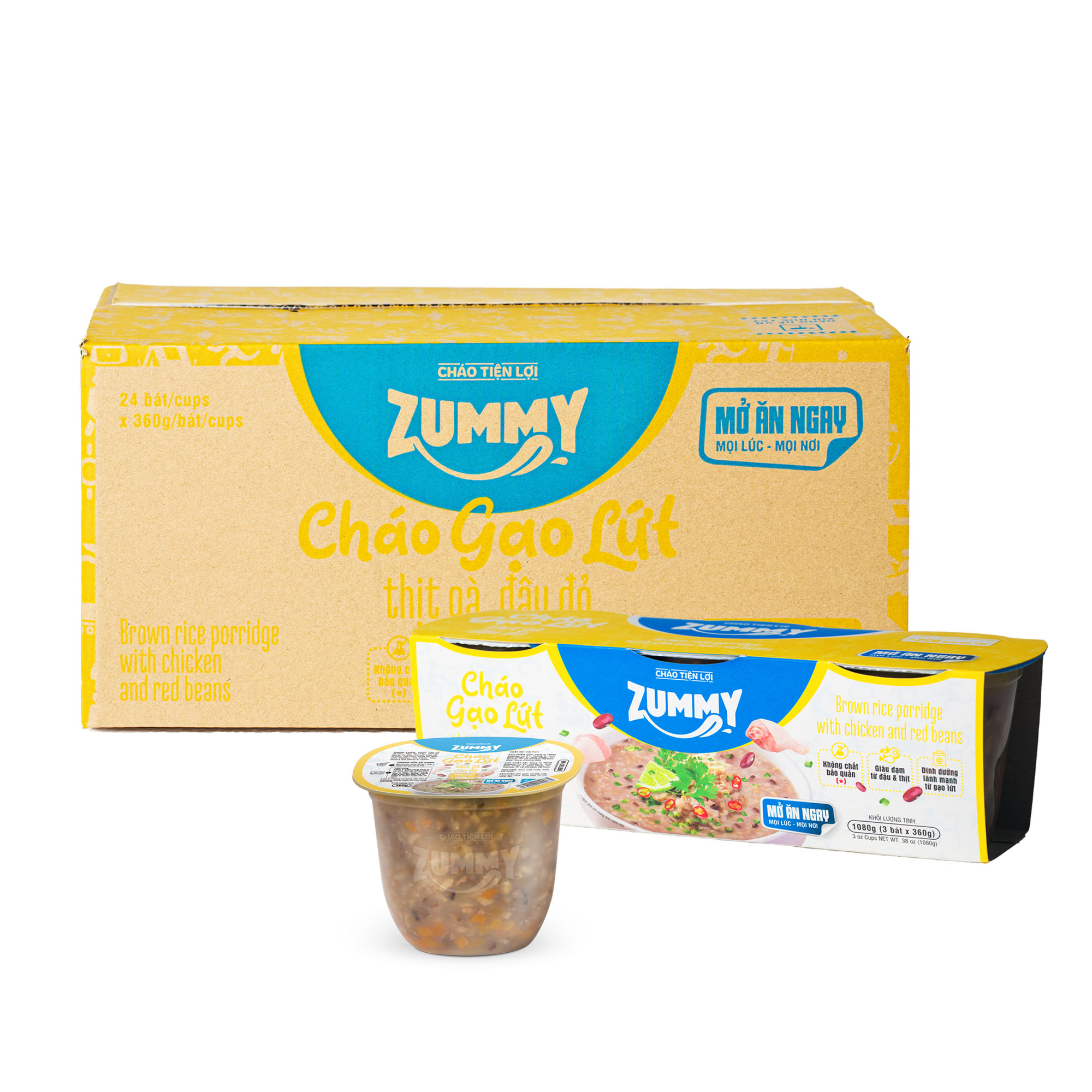  Zummy's Porridge - Brown rice porridge with chicken and red beans (Box 24 cups) 